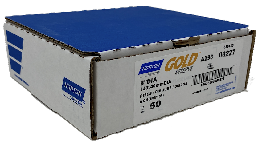 Norton Gold A/O 220 Grit 6" Discs - 50 Ct.