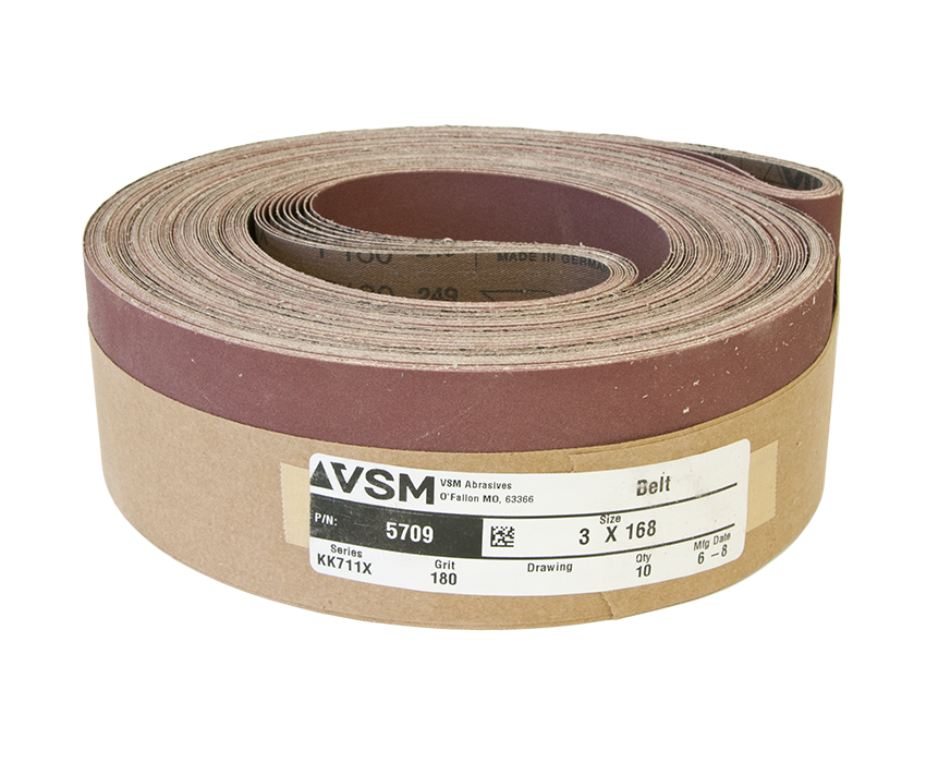VSM Abrasive Belt 3" x 168" 180 Grit A/O X Wt.