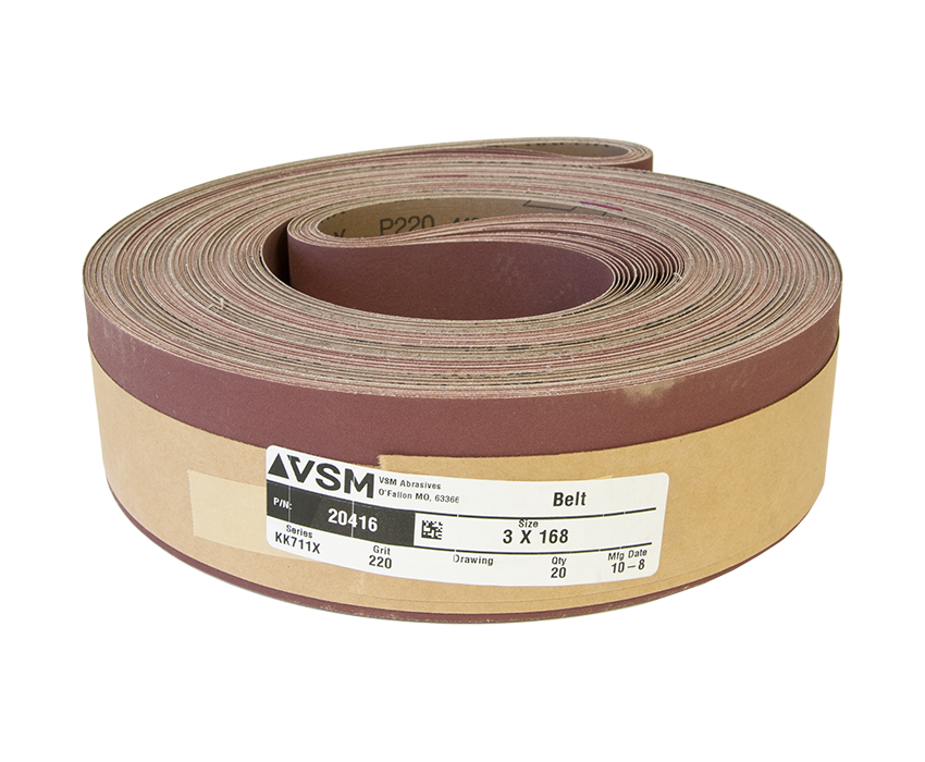 VSM Abrasive Sanding Belts 3" x 168" 220 Grit A/O 